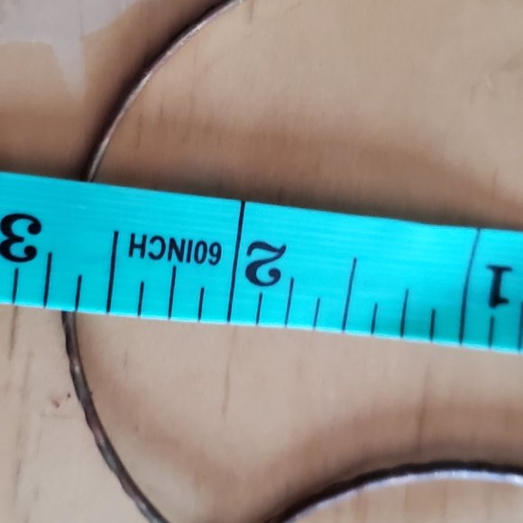 2.75" Bronze Tone Hoop Hook Earrings Artisan Wave - Picture 3 of 3